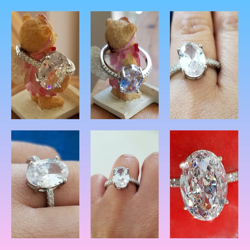 Oval White Sapphire Wedding Ring White Gold